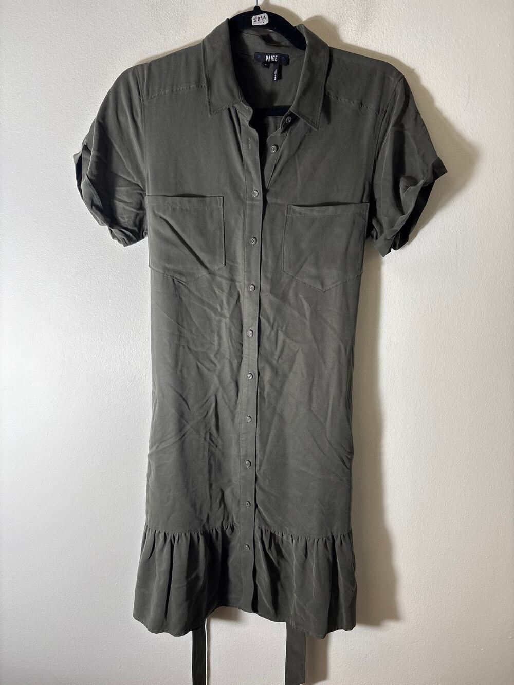Paige Charcoal Gray green
 Short Sleeve Button Up Dress sz S